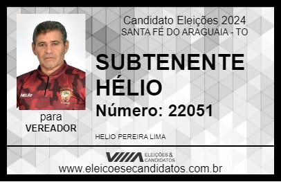 Candidato SUBTENENTE HÉLIO 2024 - SANTA FÉ DO ARAGUAIA - Eleições