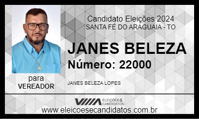 Candidato JANES BELEZA 2024 - SANTA FÉ DO ARAGUAIA - Eleições