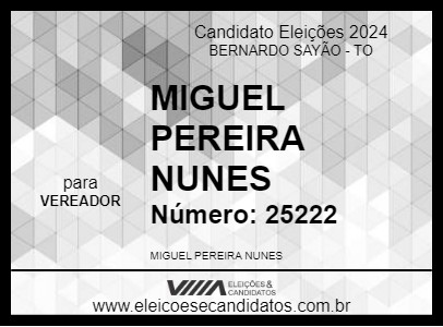 Candidato MIGUEL NUNES 2024 - BERNARDO SAYÃO - Eleições