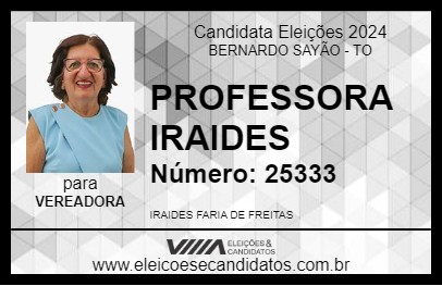 Candidato PROFESSORA IRAIDES 2024 - BERNARDO SAYÃO - Eleições