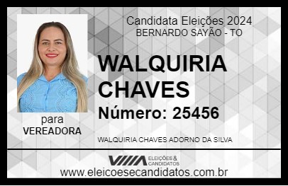 Candidato WALQUIRIA CHAVES 2024 - BERNARDO SAYÃO - Eleições