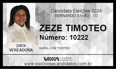 Candidato ZEZÉ TIMOTEO 2024 - BERNARDO SAYÃO - Eleições