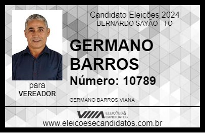 Candidato GERMANO BARROS 2024 - BERNARDO SAYÃO - Eleições