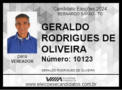 Candidato GERALDO LEITEIRO 2024 - BERNARDO SAYÃO - Eleições