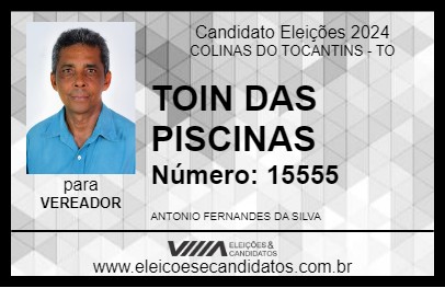 Candidato TOIN DAS PISCINAS 2024 - COLINAS DO TOCANTINS - Eleições