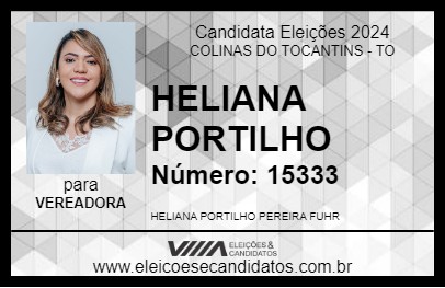 Candidato HELIANA PORTILHO 2024 - COLINAS DO TOCANTINS - Eleições