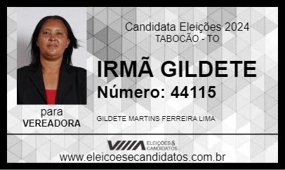 Candidato IRMÃ GILDETE 2024 - TABOCÃO - Eleições