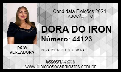 Candidato DORA DO IRON 2024 - TABOCÃO - Eleições