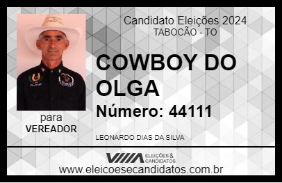 Candidato COWBOY DO OLGA 2024 - TABOCÃO - Eleições