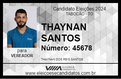 Candidato THAYNAN SANTOS 2024 - TABOCÃO - Eleições