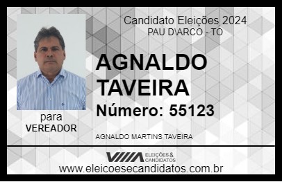 Candidato AGNALDO TAVEIRA  2024 - PAU D\ARCO - Eleições