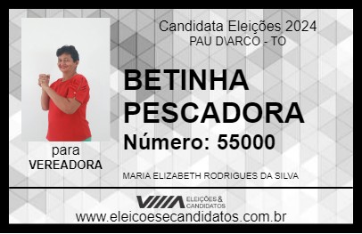 Candidato BETINHA PESCADORA 2024 - PAU D\ARCO - Eleições