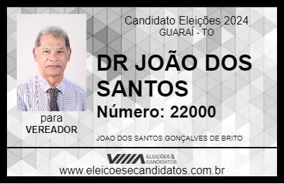 Candidato DR JOÃO DOS SANTOS 2024 - GUARAÍ - Eleições