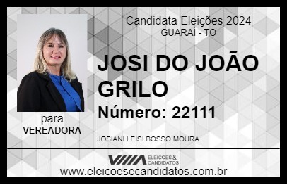 Candidato JOSI DO JOÃO GRILO 2024 - GUARAÍ - Eleições