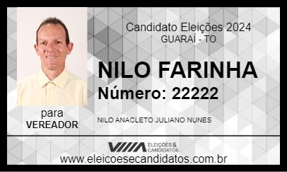 Candidato NILO FARINHA 2024 - GUARAÍ - Eleições