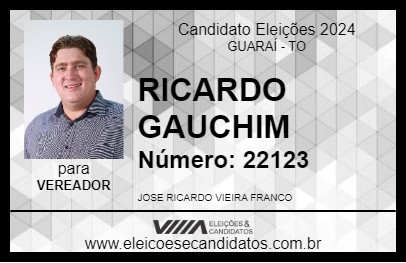 Candidato RICARDO GAUCHIM 2024 - GUARAÍ - Eleições