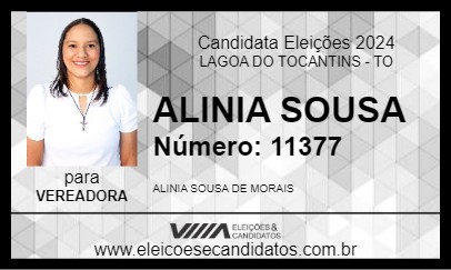 Candidato ALINIA SOUSA  2024 - LAGOA DO TOCANTINS - Eleições