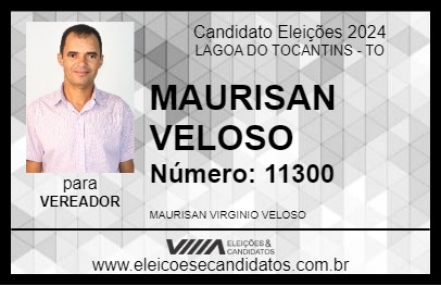 Candidato MAURISAN VELOSO 2024 - LAGOA DO TOCANTINS - Eleições