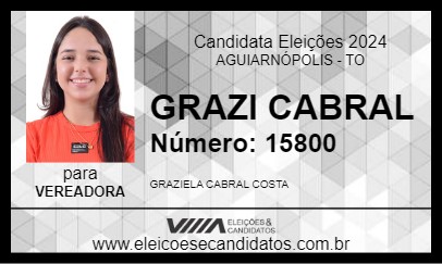 Candidato GRAZI CABRAL 2024 - AGUIARNÓPOLIS - Eleições