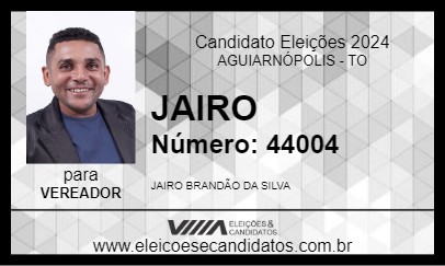 Candidato JAIRO 2024 - AGUIARNÓPOLIS - Eleições