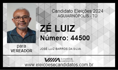 Candidato ZÉ LUIZ 2024 - AGUIARNÓPOLIS - Eleições