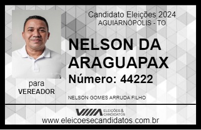 Candidato NELSON DA ARAGUAPAX 2024 - AGUIARNÓPOLIS - Eleições