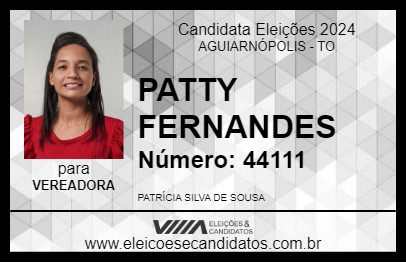 Candidato PATTY FERNANDES 2024 - AGUIARNÓPOLIS - Eleições