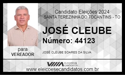 Candidato JOSÉ CLEUBE 2024 - SANTA TEREZINHA DO TOCANTINS - Eleições