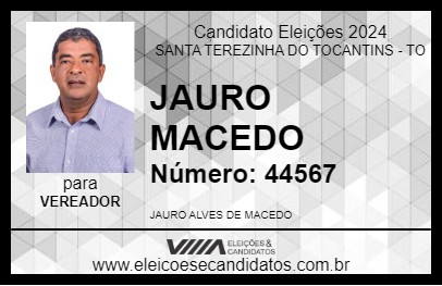 Candidato JAURO MACEDO 2024 - SANTA TEREZINHA DO TOCANTINS - Eleições