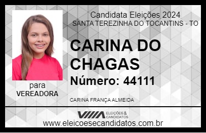 Candidato CARINA DO CHAGAS 2024 - SANTA TEREZINHA DO TOCANTINS - Eleições