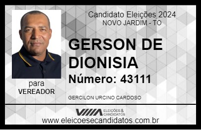 Candidato GERSON DE DIONISIA 2024 - NOVO JARDIM - Eleições