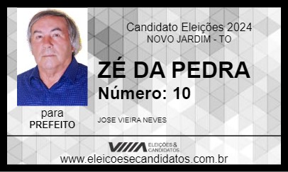 Candidato ZÉ DA PEDRA 2024 - NOVO JARDIM - Eleições