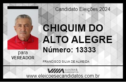 Candidato CHIQUIM DO ALTO ALEGRE 2024 - DIANÓPOLIS - Eleições