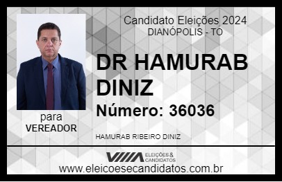 Candidato DR HAMURAB DINIZ 2024 - DIANÓPOLIS - Eleições