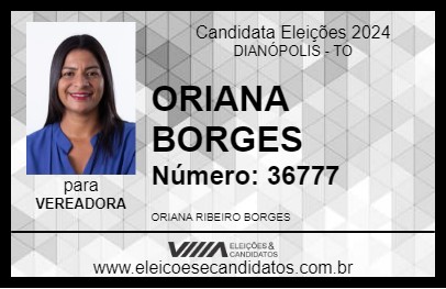 Candidato ORIANA BORGES 2024 - DIANÓPOLIS - Eleições