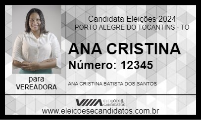 Candidato ANA CRISTINA 2024 - PORTO ALEGRE DO TOCANTINS - Eleições