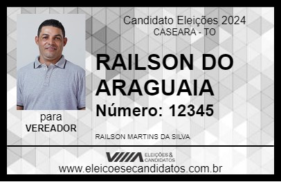 Candidato RAILSON DO ARAGUAIA 2024 - CASEARA - Eleições