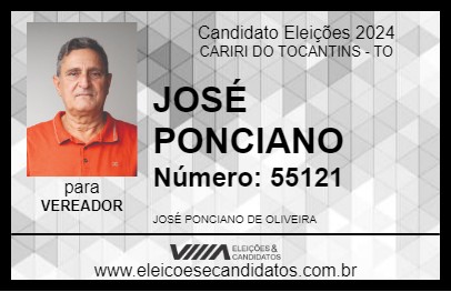 Candidato JOSÉ PONCIANO 2024 - CARIRI DO TOCANTINS - Eleições