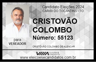 Candidato CRISTOVÃO COLOMBO 2024 - CARIRI DO TOCANTINS - Eleições