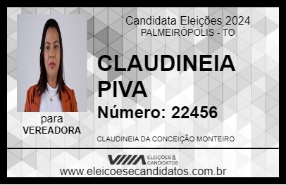 Candidato CLAUDINEIA PIVA 2024 - PALMEIRÓPOLIS - Eleições