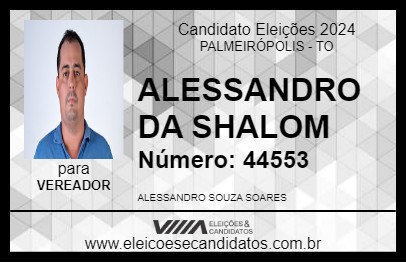 Candidato ALESSANDRO DA SHALOM 2024 - PALMEIRÓPOLIS - Eleições