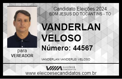 Candidato VANDERLAN VELOSO 2024 - BOM JESUS DO TOCANTINS - Eleições