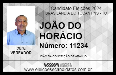 Candidato JOÃO DO HORÁCIO 2024 - BRASILÂNDIA DO TOCANTINS - Eleições