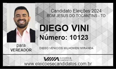 Candidato DIEGO VINI 2024 - BOM JESUS DO TOCANTINS - Eleições