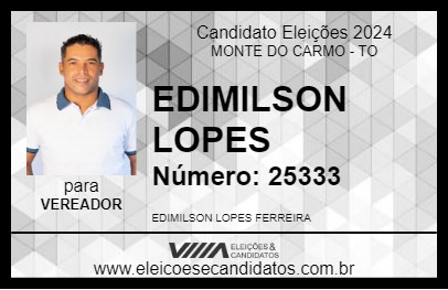 Candidato EDIMILSON LOPES 2024 - MONTE DO CARMO - Eleições