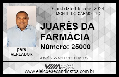 Candidato JUARÊS DA FARMÁCIA 2024 - MONTE DO CARMO - Eleições