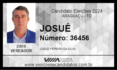 Candidato JOSUÉ 2024 - ARAGUAÇU - Eleições