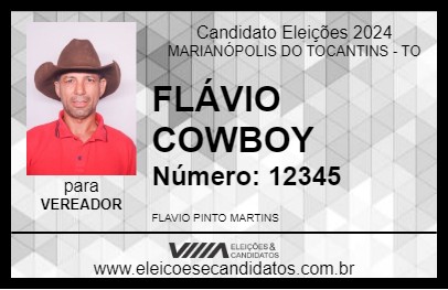 Candidato FLÁVIO COWBOY 2024 - MARIANÓPOLIS DO TOCANTINS - Eleições