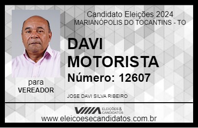 Candidato DAVI MOTORISTA 2024 - MARIANÓPOLIS DO TOCANTINS - Eleições