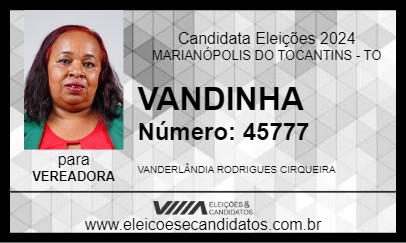 Candidato VANDINHA 2024 - MARIANÓPOLIS DO TOCANTINS - Eleições